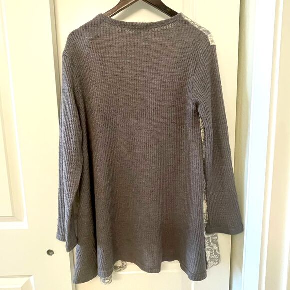 Simply Noelle Women's Open Front Gray Floral Cardigan Sweater Size S/M (8-10) - Picture 2 of 7